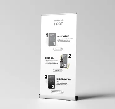Roll-up Biodeur.lab s číslovanými kroky péče