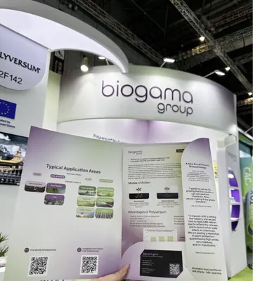 Veletržní stánek Biogama s velkým logem